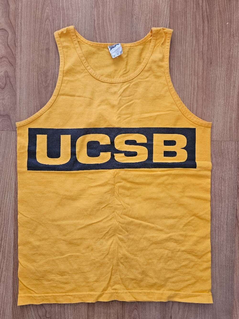 Men's Yellow Cotton UCSB tank top - Size MEdium